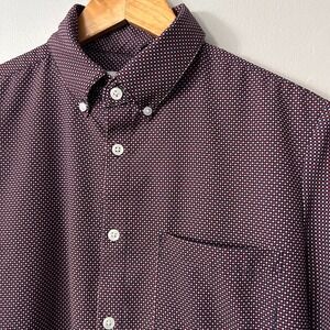 Mizzen+Main Leeward Trim Fit Short Sleeve Shirt Mens Small Red Geometric Stretch